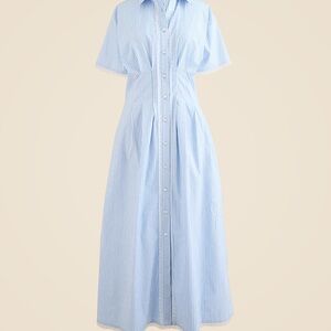 LOFT Light Blue and White Striped Shirtdress (Size 6)